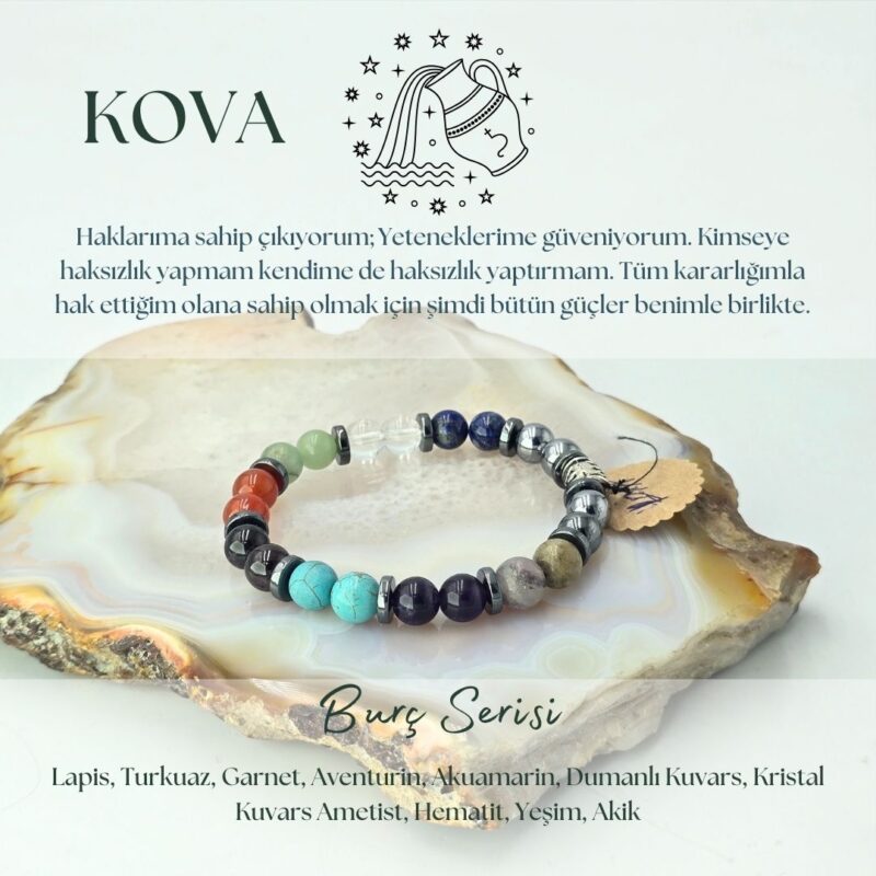 Kova Burcu Doğal Taş Burç Bilekliği