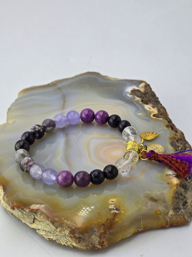 Tepe Çakrası Şifa Bilekliği – Ametist, Ametrin, Kuvars, Lepidolit ve Şugulit ile Ruhsal Aydınlanmaya Ulaşın - Görsel 4