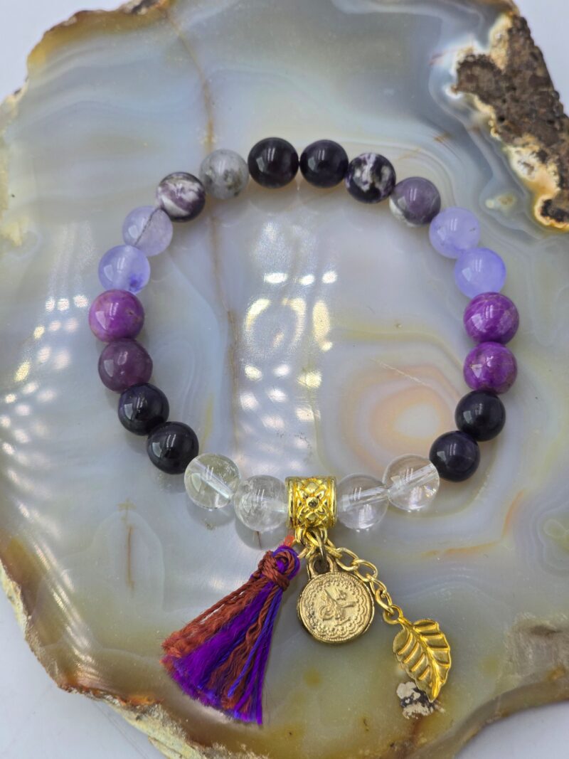 Tepe Çakrası Şifa Bilekliği – Ametist, Ametrin, Kuvars, Lepidolit ve Şugulit ile Ruhsal Aydınlanmaya Ulaşın - Görsel 2