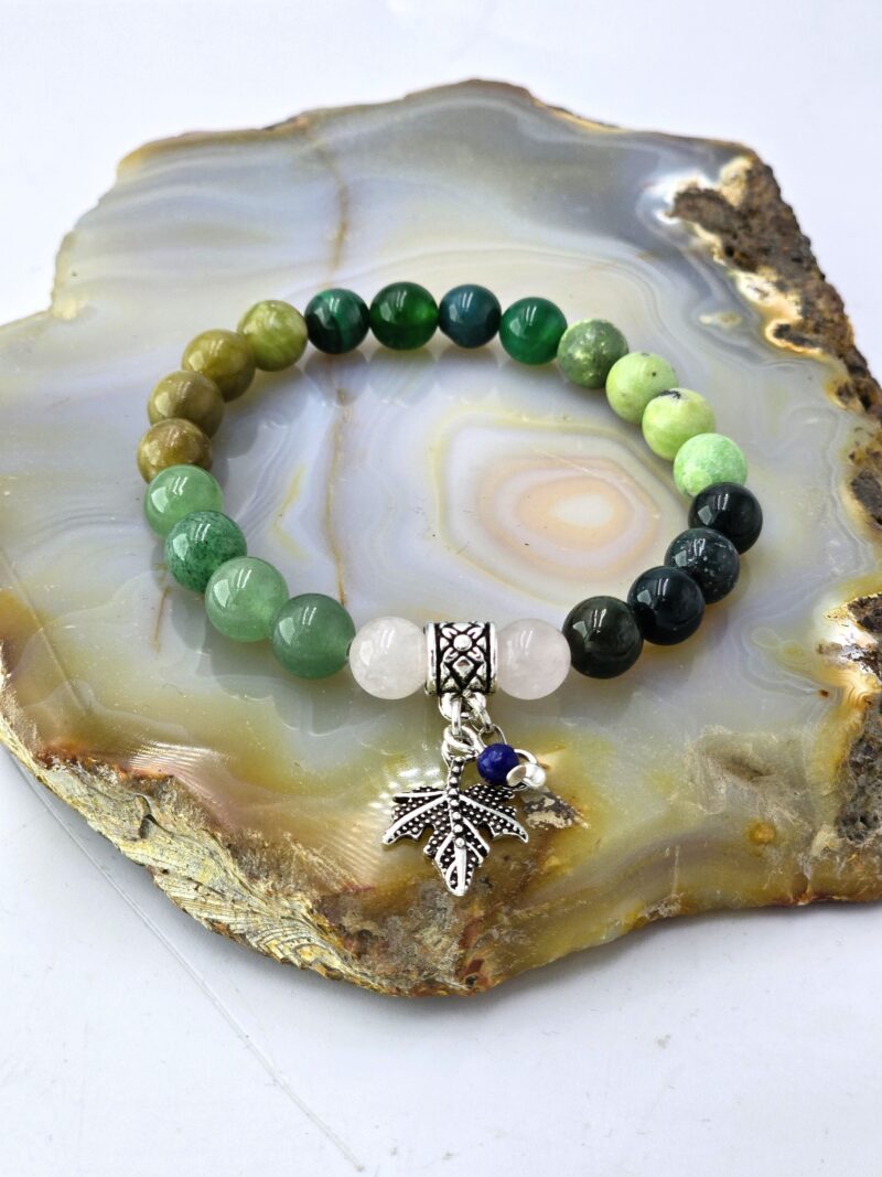 Kalp Çakrası Şifa Bilekliği – Aventurin, Kan Taşı, Malahit, Yeşim ve Krizopras ile Sevginin Gücünü Keşfedin - Görsel 3