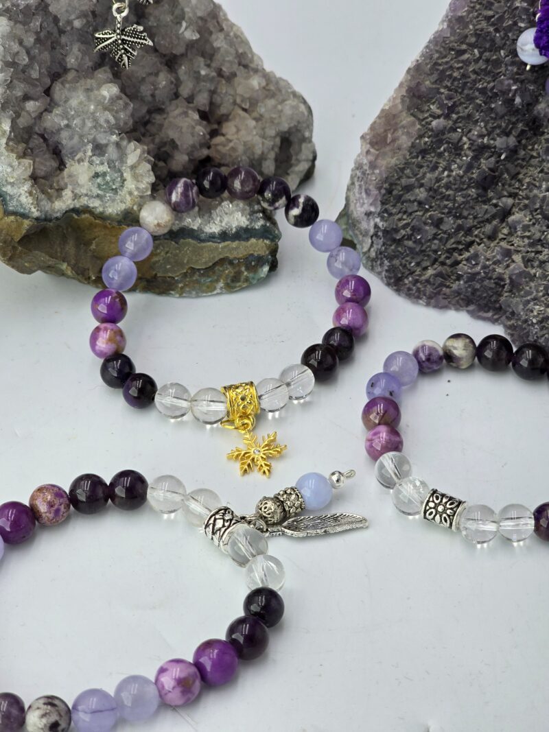 Tepe Çakrası Şifa Bilekliği – Ametist, Ametrin, Kuvars, Lepidolit ve Şugulit ile Ruhsal Aydınlanmaya Ulaşın - Görsel 3