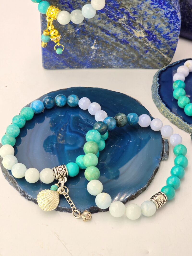 Boğaz Çakrası Şifa Bilekliği – Akuamarin, Turkuaz, Kalsedon ve Apatit ile Kendini İfade Etmenin Gücü - Görsel 4
