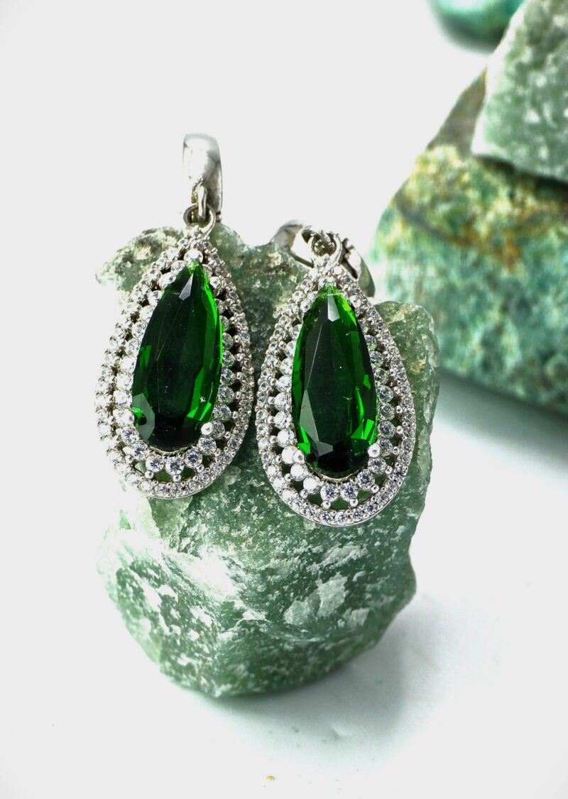 Su Damlası Modeli Kök Zümrüt & Zirkon Set - Görsel 3