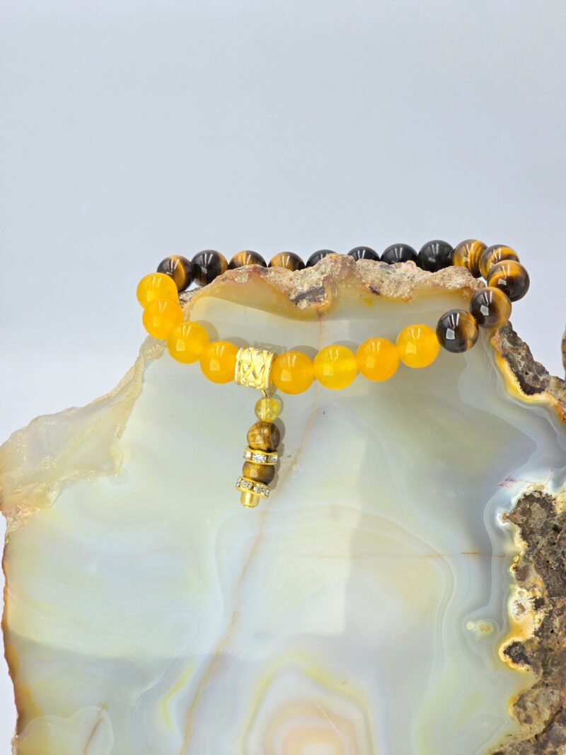 Sakral Çakra Şifa Bilekliği – Ceyt, Sitrin ve Kaplangözü Taşlarının Gücüyle Yaratıcılığı Keşfedin