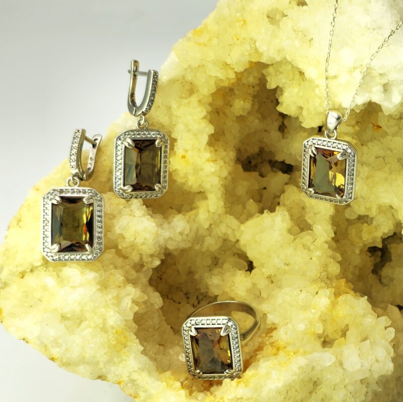 Orijinal 7 Renk Değiştiren Zultanit Taşı Baget İşçilikli Set