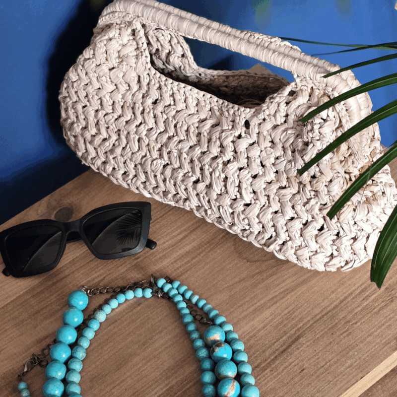 Krem Rafya Burslu El Çantası - Görsel 3