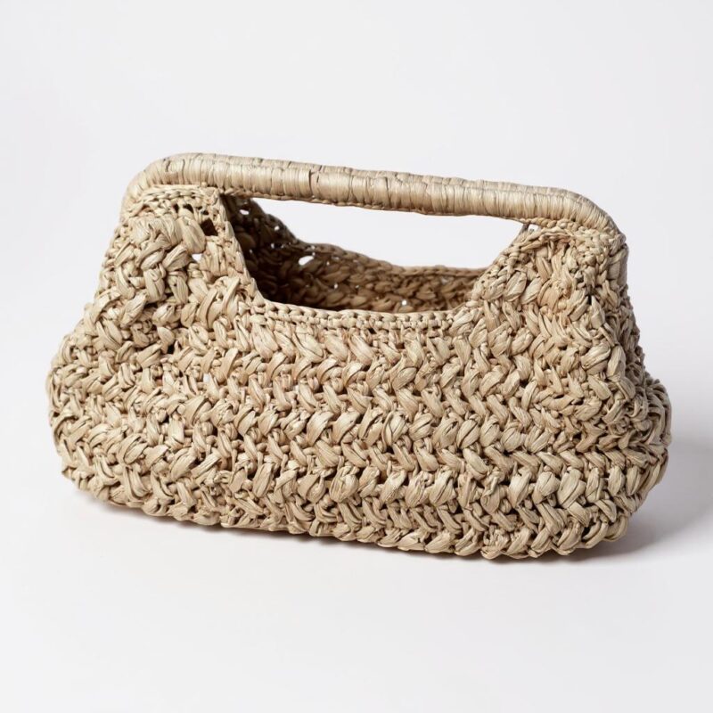 Krem Rafya Burslu El Çantası