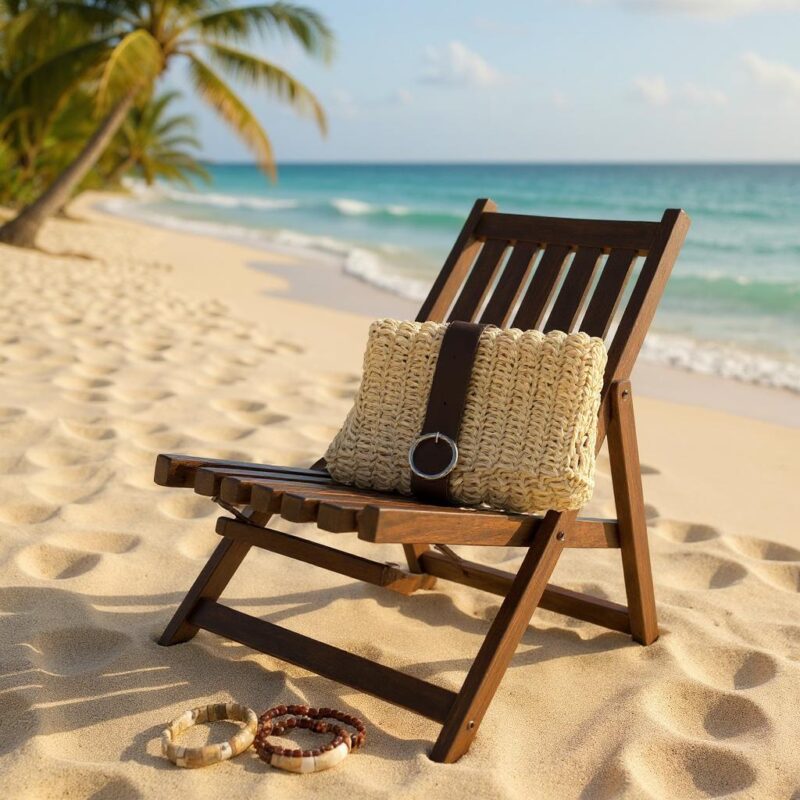 Rafya Kahverengi Kemerli Clutch Çanta