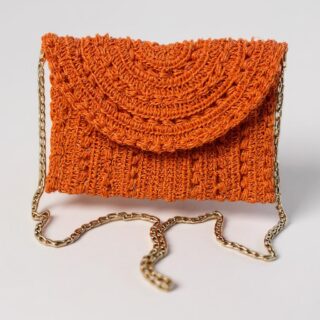 Turuncu Yazlık El Örgüsü Çanta Kağıt İp