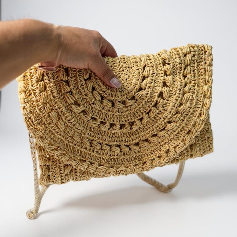 Sarı Yazlık El Örgüsü Çanta Kağıt İp