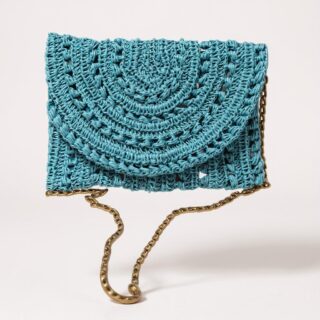 Turkuaz El Örgüsü Yazlık Çanta Kağıt İp