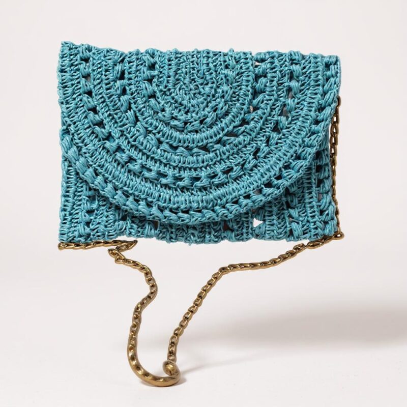 Turkuaz El Örgüsü Yazlık Çanta Kağıt İp