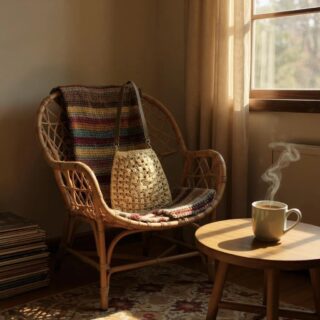 El emeği Ribbon Örgü Kare Omuz Çantası