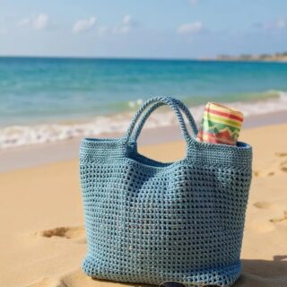 Mavi El Örgüsü Çanta