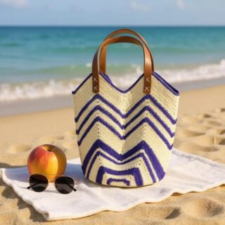 Lale Model Cotton Çanta-Mor&Beyaz